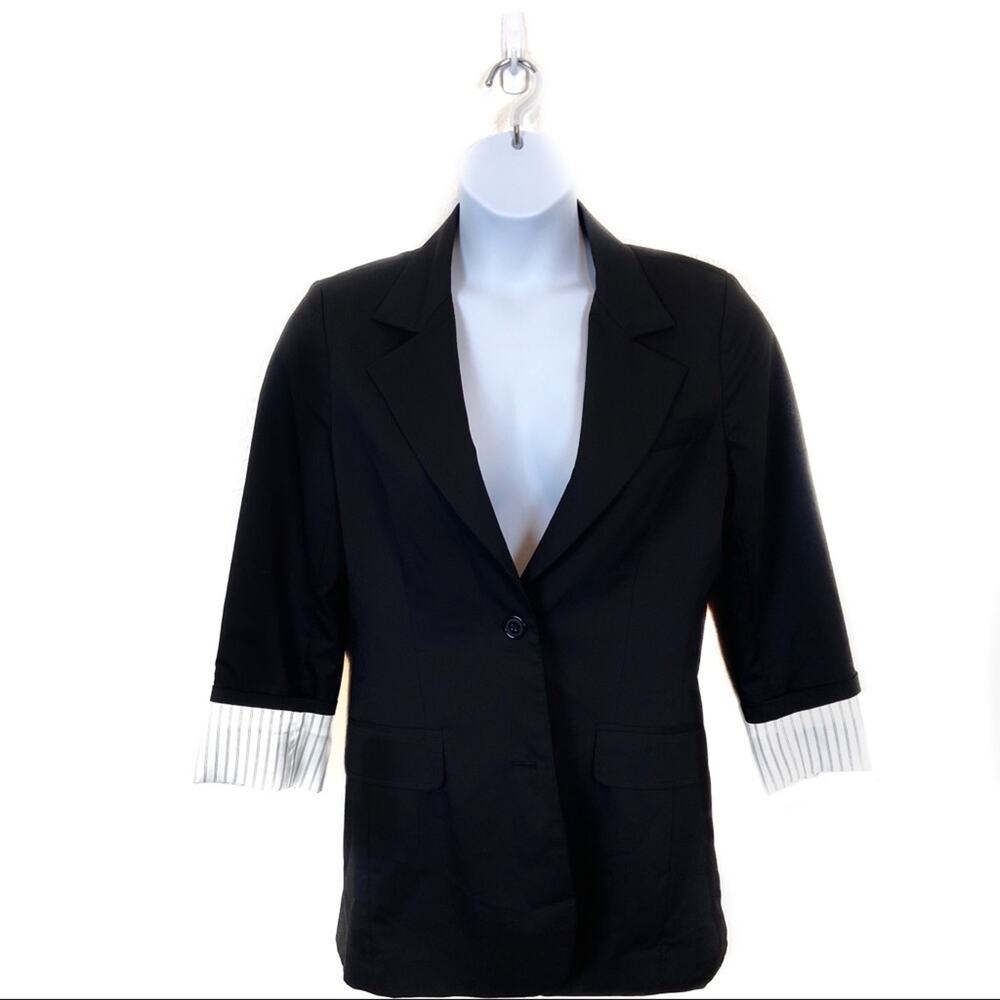 Allen Schwartz Blazer Women Size 8 Vintage 90’s Black Stretch Luxury Denim USA